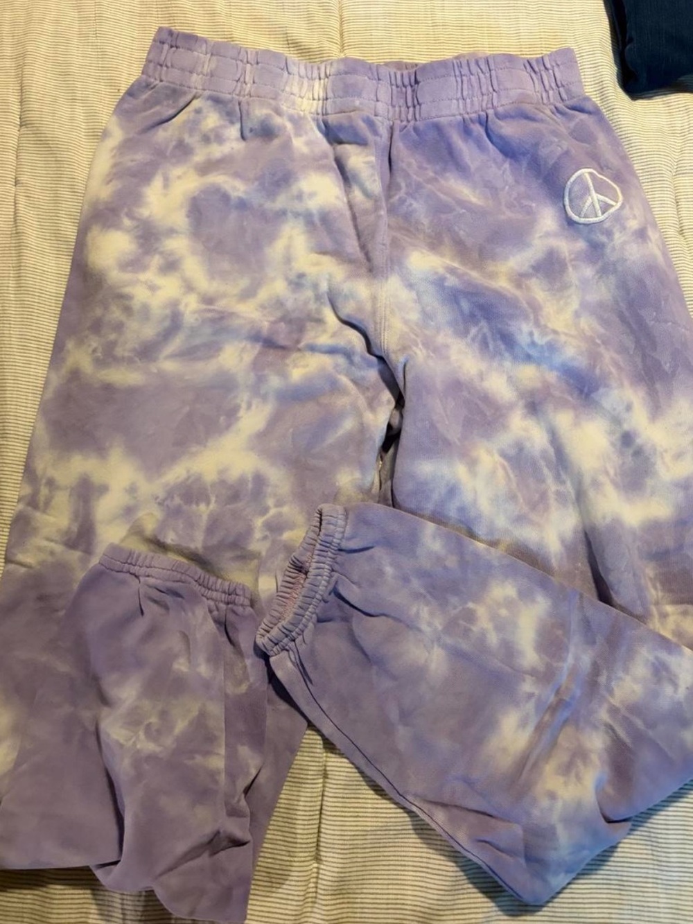 Spiritual Gangster Lavender Tie-Dye Joggers with White Peace Patch